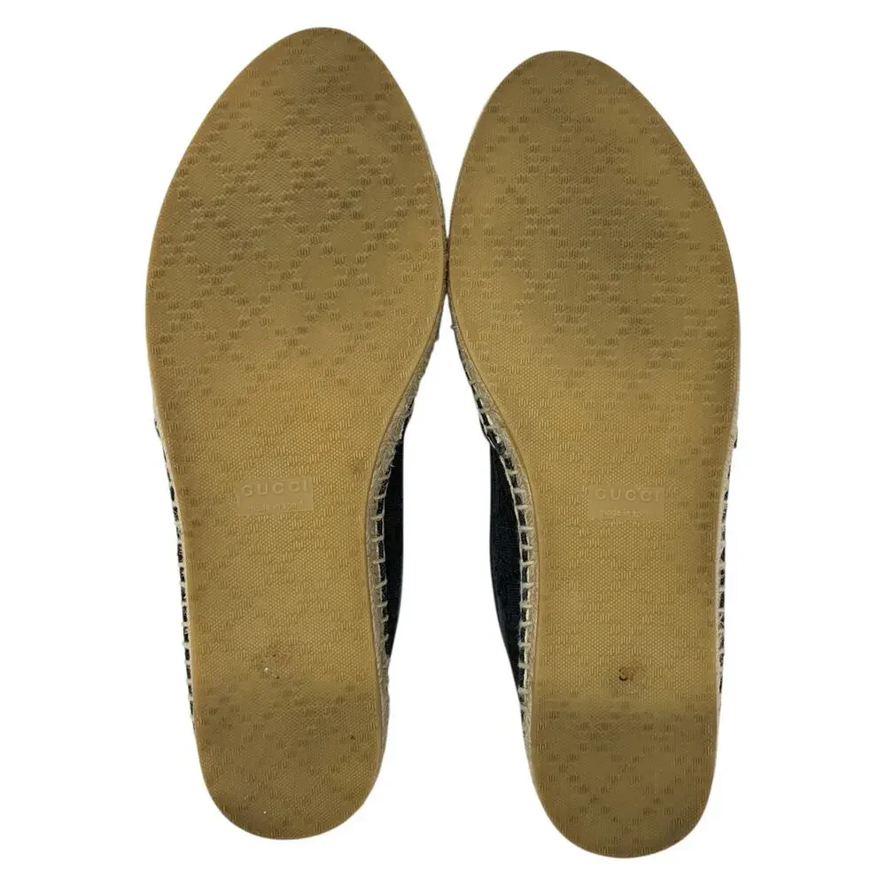 Gucci GG Supreme Monogram Canvas Espadrille Flats Black Size 37